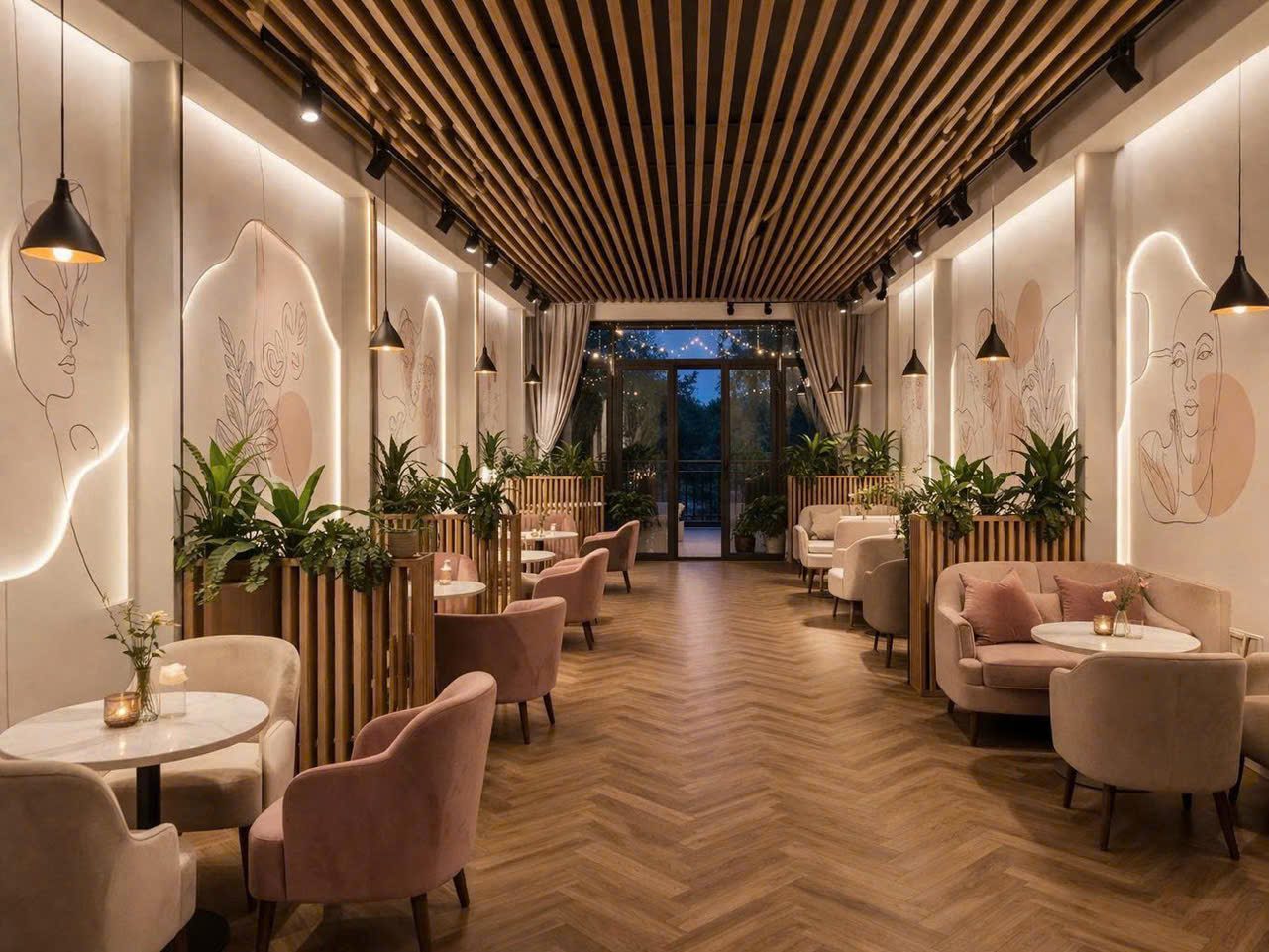 Cà phê — Monaco Coffee, toàn cảnh có bảng hiệu